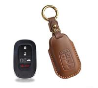 ZiStarlilife Funda de cuero para llave Honda Accord 2025-2022, para Civic 2025-2021, para CR-V, Pilot, HR-V, para pasaporte para control remoto inteligente, acabado de caballo loco, cosido a mano
