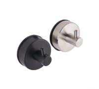 ZiStarlilife Ganchos de ducha con ventosa de acero inoxidable de fuerte sujeción, ganchos de toalla inoxidables para baño, cocina, vidrio para azulejos para superficie, negro mate, 2 unidades (negro