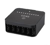 ZiStarlilife Hub controlador de ventilador PWM de 12 V con carga rápida tipo C, divisor de 6 puertos con indicador LED y perilla para refrigeración de estación de trabajo de PC de juegos, ABS negro