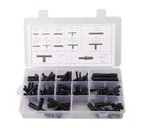 ZiStarlilife Juego de 113 conectores de manguera para automóviles con reductor, accesorios rectos y en T, plástico, negro, organizados en caja de almacenamiento para sistemas de transmisión de