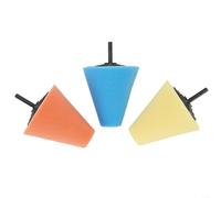 ZiStarlilife Juego de 3 conos de esponja de pulido de taladro de 6 mm, kit de rueda de espuma para metal, aluminio, acero inoxidable, buje de coche, guardabarros detallado, azul, amarillo y naranja