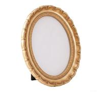 ZiStarlilife Marco de fotos de resina vintage con diseño dorado ovalado de 7 pulgadas, un accesorio elegante para decorar escritorios, estantes o paredes de fotos con elegancia