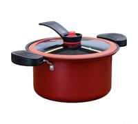 ZiStarlilife Olla de cocción lenta a presión de 3,5 L, antiadherente, interior de acero inoxidable, para cocinar al vapor, cocción lenta, llama abierta, utensilios de cocina seguros (rojo)