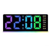 ZiStarlilife - Reloj despertador digital LED con luz nocturna que cambia de color RGB, pantalla multifuncional que muestra la hora y la fecha, día de la semana, ajustes de alarma duales, pantalla