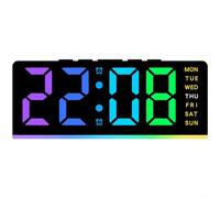 ZiStarlilife - Reloj despertador digital LED con luz nocturna que cambia de color RGB, pantalla multifuncional que muestra la hora, fecha, día de semana, configuración de alarma dual, pantalla
