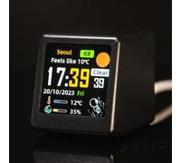 ZiStarlilife Reloj digital mini WiFi meteorológico con pantalla IPS de 154 pulgadas, pantalla de animación GIF para escritorio, oficina, hogar, plástico ABS, blanco (negro)