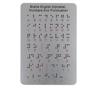 ZiStarlilife Tablero del alfabeto en braille con puntos elevados, números y puntuación, aprendizaje táctil de aluminio para principiantes, enseñanza en el aula y autoestudio