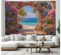 ZISTRCBAO 1 Pieza Tapiz De Arcos Hortensias Mar 100x75cm Vibraciones Tropicales Sanadoras Decoración Artística De La Pared Colgante Tela De Fondo Rodaje Para La Decor De Fiestas En El Hogar, Rosa