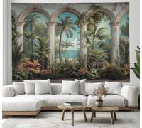 ZISTRCBAO 1 Pieza Tapiz De Arcos Palmeras Playa 100x75cm Patio Tropical Retro Decoración Artística De La Pared Colgante Tela De Fondo Rodaje Para La Decor De Fiestas En El Hogar, Verdor