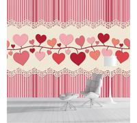 ZISTRCBAO 3D Papel Pintado Panorámico Corazón Rayas 250x175cm, Papel Pintado Panorámico Romántico Sencillo Fotomurales De Seda Decoración De Pared Para Cuarto De Niño, Salón, Oficina, Rosa