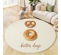ZISTRCBAO Acuarela Pan De Pretzel Alfombra Redonda - Alfombra Estilo Cálido Y Sencillo Antideslizante Pelo Corto Lavable - Alfombras Redonda para Sala Dormitorio Comedor Habitacion 120cm