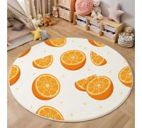 ZISTRCBAO Alfombra De Salón De Pelo Corto, Tapetes Rodajas De Naranja Antideslizantes Y Lavables, Alfombra Redondas Fruta Sencilla Y Refrescante para Sala, Habitación, Dormitorio, Naranja, 160cm