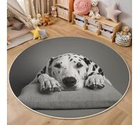 ZISTRCBAO Alfombra Redonda Dálmata De 160cm, Realismo Animal Tapete Redondo Antideslizante, Gris Oscuro Alfombras Redondas para Salón Sofá Mesa De Café Estudio Comedor Dormitorio Oficina