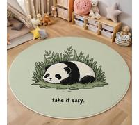 ZISTRCBAO Alfombra Redonda De Panda Mentiroso, Lindo Animal De Dibujos Animados Alfombras Redondas De Salon, Suave Pelo Corto Alfombras para Habitación Infantil Sala De Juegos (160cm, Verde Menta)