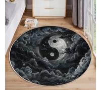 ZISTRCBAO Alfombra Redonda De Símbolo Yin-Yang De Las Nubes, Arte De Fantasía Oscura Alfombras Redondas De Salon, Suave Pelo Corto Alfombras para Dormitorio del Hogar (60cm, Gris Oscuro)