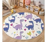 ZISTRCBAO Alfombra Redonda Dinosaurios De Dibujos Animados De 160cm, Animales Lindos Tapete Redondo, Multicolor Alfombras Redondas para Dormitorio de Adolescente para niño