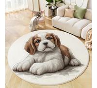 ZISTRCBAO Alfombra Redonda Lindo Beagle De 100cm, Animal De Acuarela Tapete Redondo Antideslizante, Blanco Alfombras Redondas para Salón Sofá Mesa De Café Estudio Comedor Dormitorio Oficina