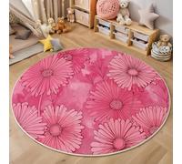 ZISTRCBAO Alfombra Redonda Margarita De 120cm, Acuarela Floral Tapete Redondo Antideslizante, Rosa Alfombras Redondas para Salón Sofá Mesa De Café Estudio Comedor Dormitorio Oficina