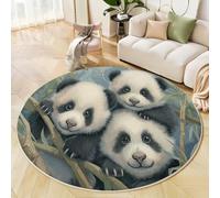 ZISTRCBAO Alfombra Redonda Panda De Bambú De 120cm, Animales De Acuarela Tapete Redondo Antideslizante, Verde Alfombras Redondas para Salón Sofá Estudio Comedor