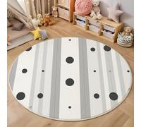 ZISTRCBAO Alfombra Redonda Rayas De Lunares De 180cm, Minimalismo Tapete Redondo Antideslizante, Gris Alfombras Redondas para Salón Sofá Mesa De Café Estudio Comedor Dormitorio Oficina