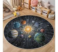 ZISTRCBAO Alfombras Redonda De Planetas Cósmicos, Universo De Los Sueños Alfombra Redonda, Multicolor Alfombra De Pelo Corto para Dormitorio De Adolescente para Niño 60cm
