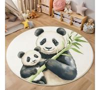 ZISTRCBAO Alfombras Redondas Blanco 60cm, Panda Bambú Alfombra Salon Alfombras, Animales De Acuarela Microfibra Suave Alfombra Círculo Salón Dormitorio Antideslizante Lavable