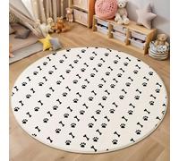 ZISTRCBAO Alfombras Redondas Blanco 80cm, Huella De Pata Negra Alfombra Salon Alfombras, Tema Animal Microfibra Suave Alfombra Círculo Salón Dormitorio Antideslizante Lavable