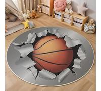 ZISTRCBAO Alfombras Redondas Gris 60cm, Baloncesto Rompiendo La Pared Alfombra Salon Alfombras, Tema Deportivo Microfibra Suave Alfombra Círculo Salón Dormitorio Antideslizante Lavable