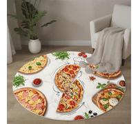 ZISTRCBAO Alfombras Redondas Pizza, Tapete Redondo Antideslizante, Tema De Comida Alfombra De área Redonda para Salón Sofá Comedor Dormitorio 100cm