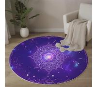 ZISTRCBAO Cielo Estrellado Mandala Alfombra Salon Redonda 60cm, Alfombra Dormitorio con Estilo Artístico Onírico, Lavable Lavadora Alfombras Comedor Antideslizante Tapete para Cocina Halls