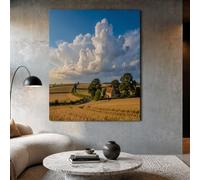 ZISTRCBAO Cuadro Lienzo Campos De Trigo Granjas Nubes Cúmulos, Paisaje Pastoral Inglés Sobre Lienzo Moderno Cuadros Pared Salón Comedor Dormitorio Arte Contemporáneo Impresión 80×120 cm, Azul