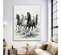 ZISTRCBAO Cuadro Sobre Lienzo Caballos Corriendo, Arte Vertical De Pared, Animales De Grafiti De Tinta Lienzo Póster Para Dormitorios Pasillo Decoracion Pared Casa 50×70 cm, Sin Marco