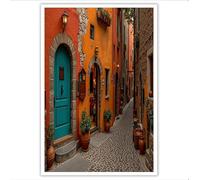 ZISTRCBAO Cuadro Sobre Lienzo Calles Antiguas De La Toscana, Arte Vertical De Pared, Encanto De Las Ciudades Europeas Lienzo Póster Para Dormitorios Pasillo Decoracion Pared Casa 60×90 cm, Sin Marco