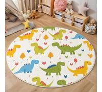 ZISTRCBAO Dinosaurios De Dibujos Animados Coloridos Alfombras Redondas, Animales Lindos Alfombra Redonda 120cm, Alfombra para Habitación Infantil Sala de Juegos, Multicolor