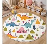 ZISTRCBAO Dinosaurios En Varias Poses Alfombras Redondas 60cm, Lindos Animales De Dibujos Animados Alfombra Redondo, Multicolor Antideslizante Lavable Alfombra para Habitación Infantil Sala De Juegos