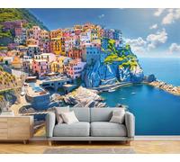 ZISTRCBAO Fotomural Paisajes De La Costa Italiana Papel Pintado Azul
