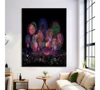 ZISTRCBAO Impresión sobre lienzo Fuegos Artificiales Europeos Vista Nocturna, Laminas Decorativas de Ambiente Festivo, para decoración de pared, dormitorio, salón, hogar, decoración, 60×90 cm