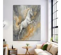 ZISTRCBAO Impresión sobre lienzo Líneas Caballo En Vuelo, Laminas Decorativas de Acuarela Abstracta Animal, para decoración de pared, dormitorio, salón, hogar, decoración, 70×100 cm