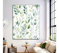 ZISTRCBAO Lienzo Arte De La Pared 50×70 cm, Impresión En Lienzo Con Hojas De Eucalipto En Acuarela, Estilo Bohemio Impresiones Sobre Canvas De Arte Pared De Lona Baño Dormitorio Cocina Hotel, Verde