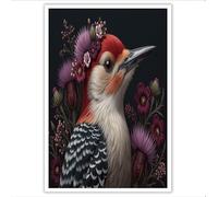 ZISTRCBAO Lienzo Decorativo Con Cresta De Cardo Carpintero, Póster Sin Marco De Pintura Al Óleo Vintage De Animales, Decoración Del Hogar Y La Oficina Para Sala De Estar Dormitorio 40×50 cm