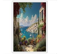 ZISTRCBAO Lienzo Decorativo Con Grecia Islas Puertos, Póster Sin Marco De Paisajes De Jardines De Ciudades Antiguas, Decoración Del Hogar Y La Oficina Para Sala De Estar Dormitorio 50×70 cm