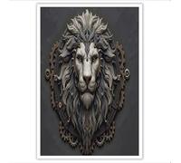 ZISTRCBAO Lienzo Decorativo Engranaje Cabeza De León Para Pared, Póster Gótico Oscuro Talla De Piedra 50×70 cm Decoración Del Hogar Y La Oficina Para Sala De Estar, Dormitorio