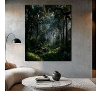 ZISTRCBAO Lienzos Decorativos Árboles Antiguos Helechos Y Arbustos 40×50 cm, Lienzo, Cuadros De Pared Jungla Primigenia Realista, Decoración Verde Oscuro Para El Hogar Para Dormitorio, Sala De Estar
