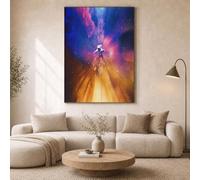 ZISTRCBAO Lienzos Decorativos Flujo Óptico Astronauta 30×40 cm, Lienzo, Cuadros De Pared Espacio De Ciencia Ficción Retro, Decoración Naranja Para El Hogar Para Dormitorio, Sala De Estar
