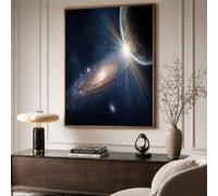 ZISTRCBAO Lienzos Decorativos La Luna Galaxia Espiral 60×90 cm, Lienzo, Cuadros De Pared Universo De Ciencia Ficción Realista, Decoración Azul Medianoche Para El Hogar Para Dormitorio, Sala De Estar
