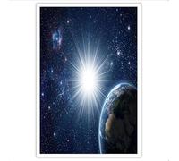 ZISTRCBAO Lienzos Decorativos Tierra Estrellas Nebulosas 50×70 cm, Lienzo, Cuadros De Pared Espacio De Ciencia Ficción Realista, Decoración Azul Profundo Para El Hogar Para Dormitorio, Sala De Estar