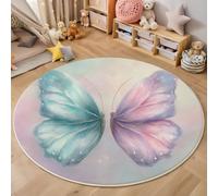 ZISTRCBAO Mariposa De Acuarela Alfombra Redonda para Dormitorio, Redondo Alfombras Lindo Animal De Ensueño, Rosa Antideslizante Alfombra para Dormitorio De Adolescente 160cm