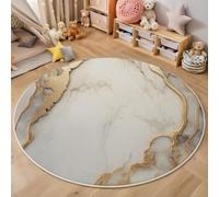 ZISTRCBAO Mármol Gris Dorado Alfombra Redondas 120cm, Arte Fluido Tapete Redondo Antideslizante, Gris Alfombra De área Redonda para Salón Sofá Mesa Café Estudio Comedor