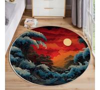 ZISTRCBAO Ola Sol Alfombras Redondas para Sala De Estar, Estilo Japonés Alfombra Redonda De 60cm, Multicolor Alfombra De área Redonda para Sofá Mesa De Café Estudio Comedor