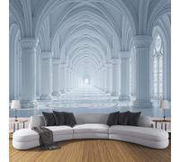 ZISTRCBAO Papel Pintado Arco Blanco 3D, Arquitectura Gótica Papel Pintado De Seda Para Sala De Estar Cocina Comedor Decoración De Pared 150x105cm